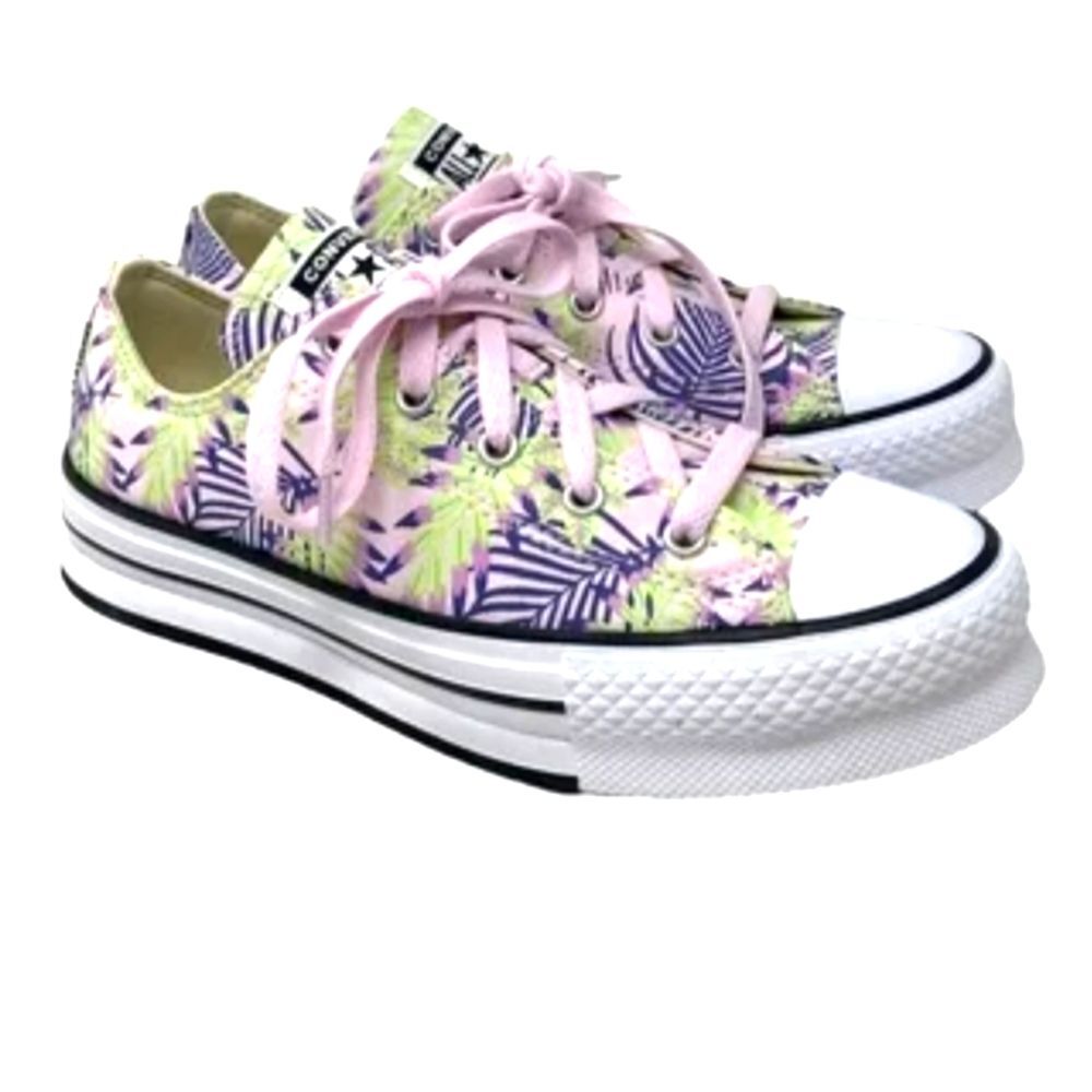 Converse Kids Chuck Taylor All Star‎ Eva Lift Canvas Platform Pink/Green Sz 2